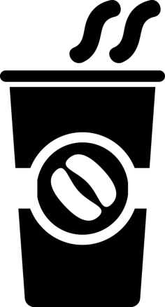 Hot Coffee On A Tall Paper Cup Stencil Svg Vector, Free Vectors File